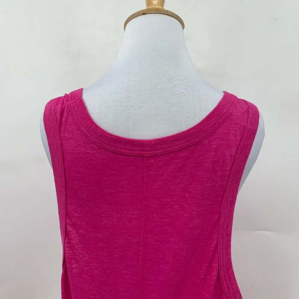 J Crew Longline Tank Top Womens M Medium Pink Slub Cotton Curved Shirttail Shirt